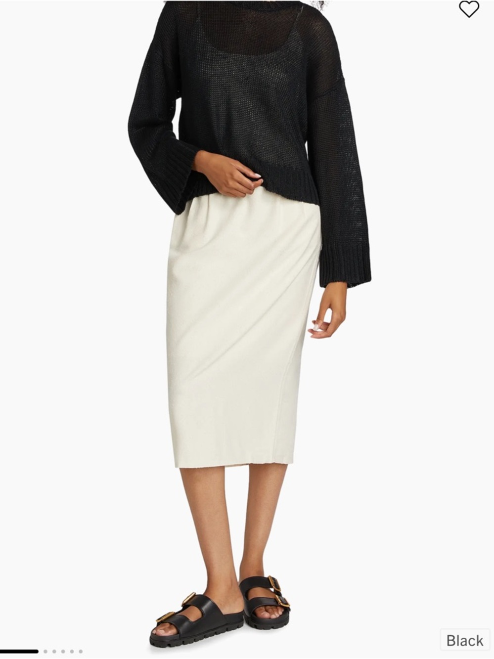 Jenni Kayne Cropped Black Crewneck Open Gauge Linen Knit Sweater Slightly Sheer